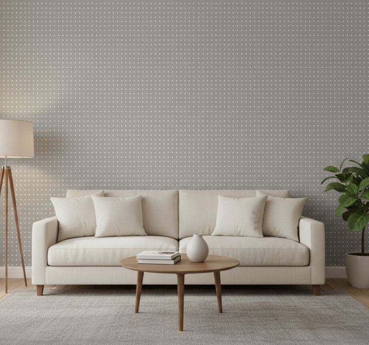 Papel de parede moderno padrão cinza com bolinhas - TenStickers