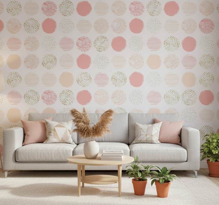 Papel de parede moderno variedade de bolinhas pastel - TenStickers