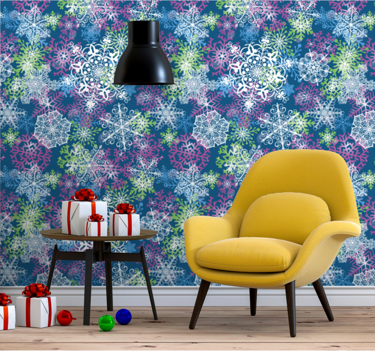 Papel de parede Natal conjunto de floco de neve - TenStickers