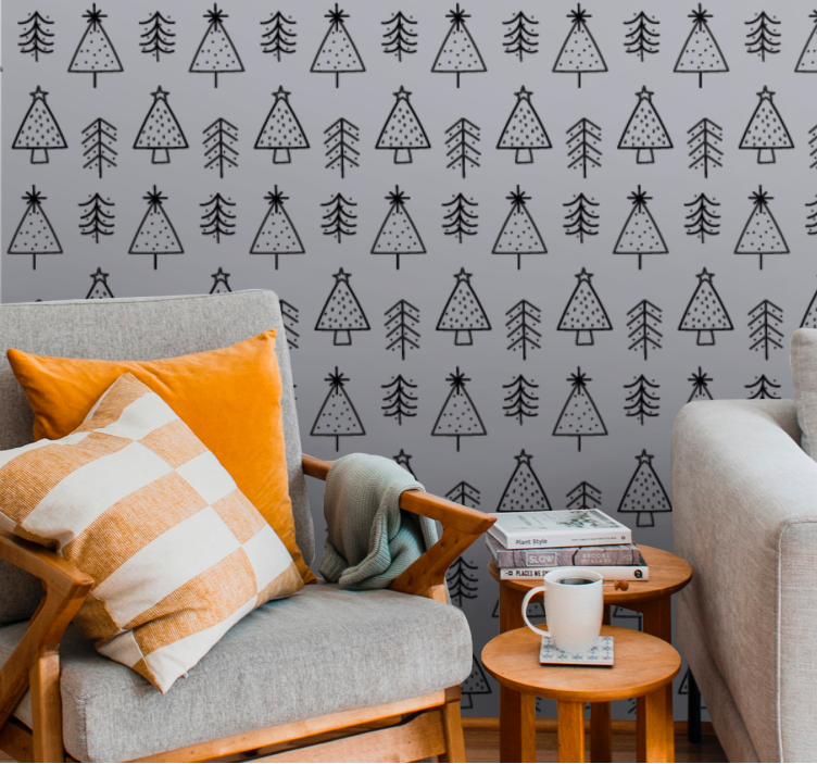 Papel de parede Natal decoração com padrão de pinho - TenStickers