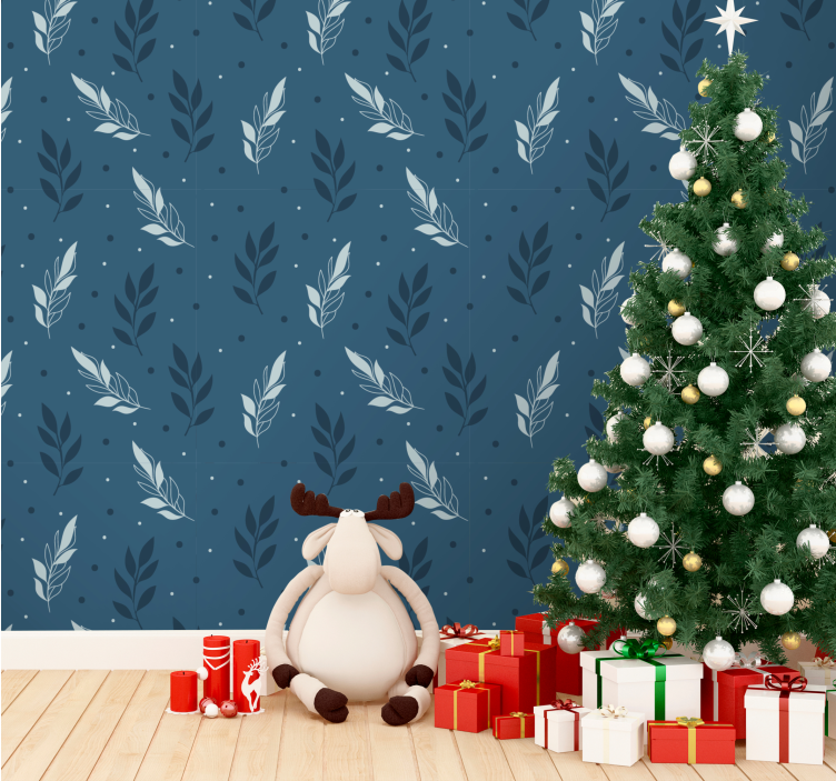 Papel de parede Natal folhagem sazonal - TenStickers