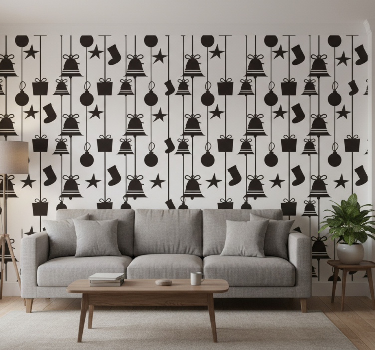 Papel de parede natal meias pretas - TenStickers