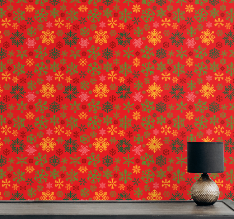 Papel de parede Natal padrão festivo de flocos de neve - TenStickers