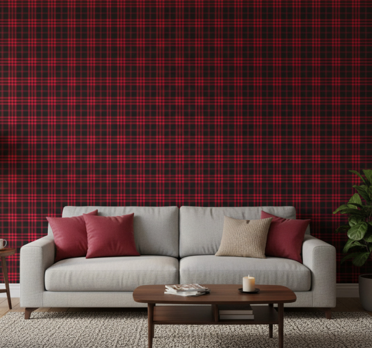 Papel de parede natal padrão tartan escocês - TenStickers