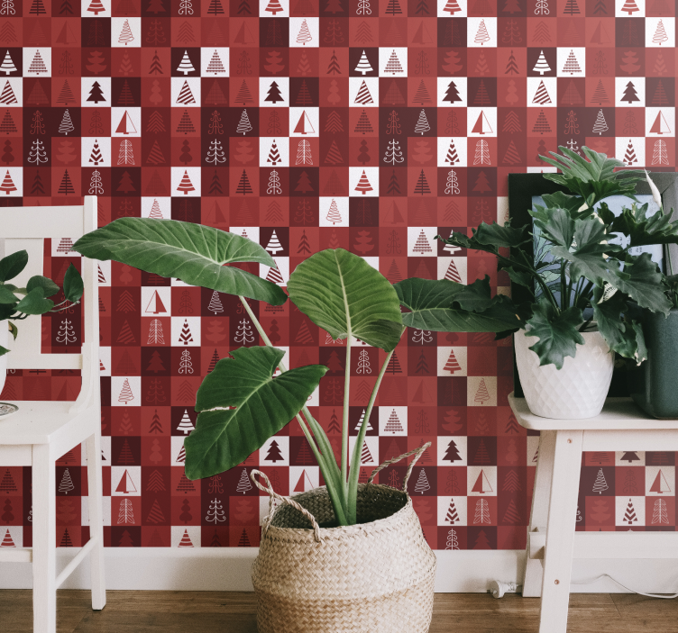 Papel de parede Natal padrões de árvores festivas - TenStickers