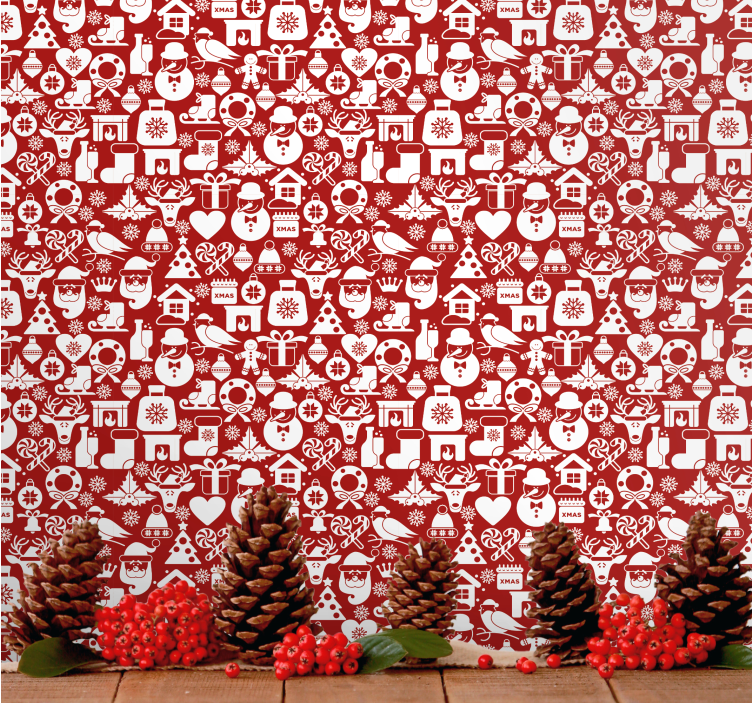 Papel de parede Natal padrões festivos de férias - TenStickers