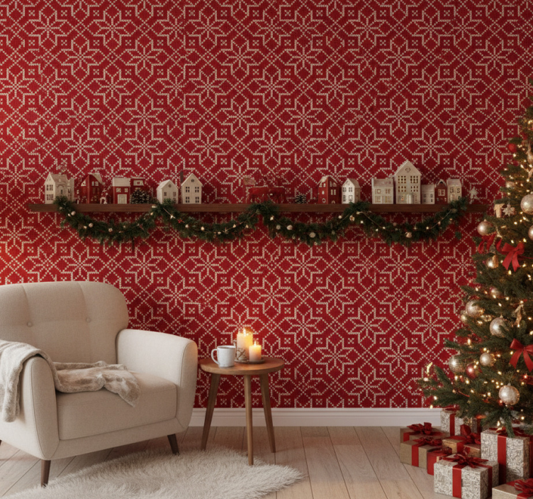 Papel de parede natal suéter com flocos de neve - TenStickers