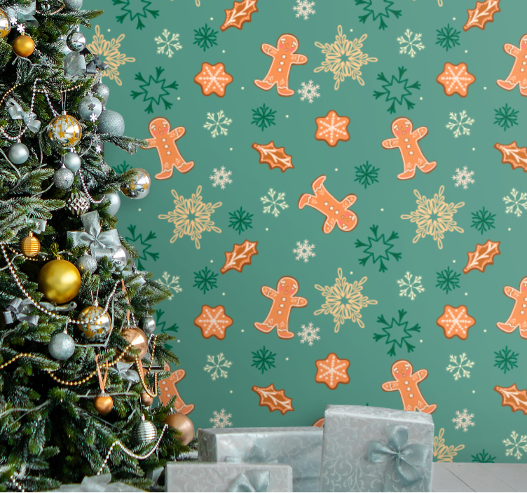 Papel de parede Natal tema de feriado de gengibre - TenStickers
