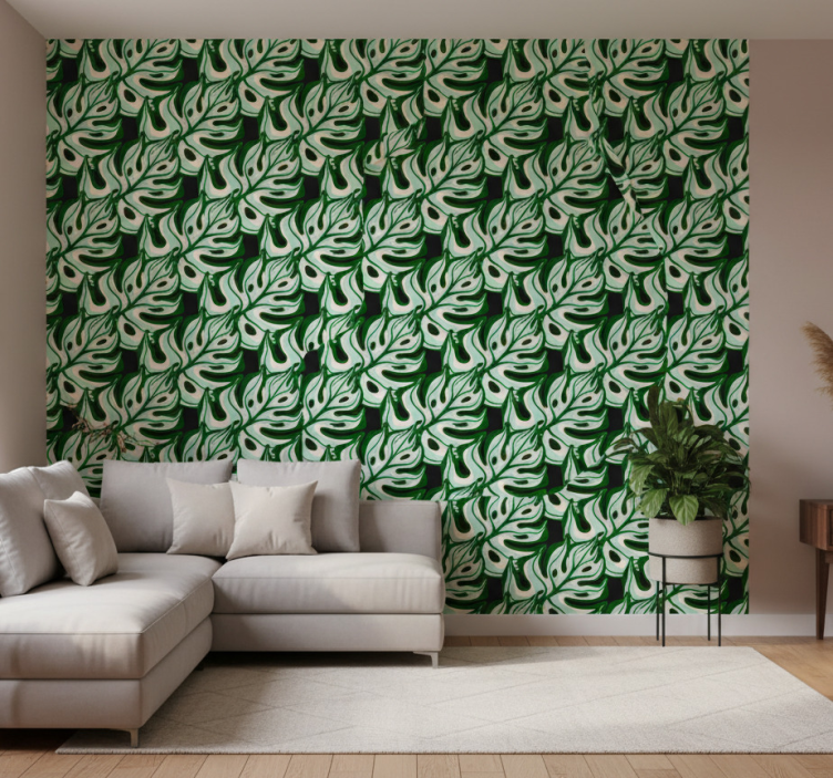 Papel de parede natureza com estampa de folhagens tropicais - TenStickers