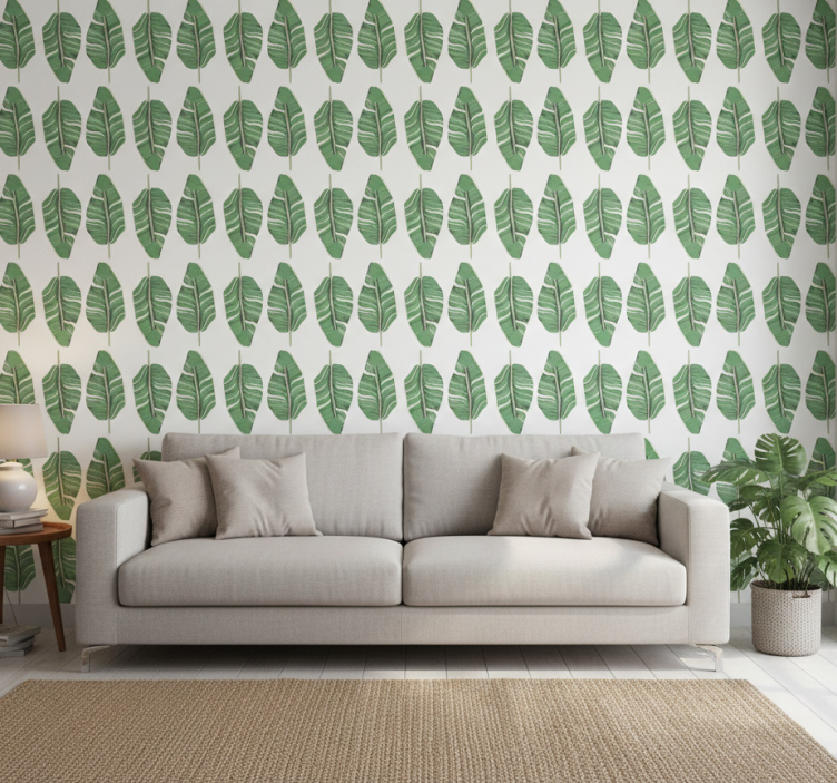 Papel de parede natureza com motivo de folhas opulentas - TenStickers