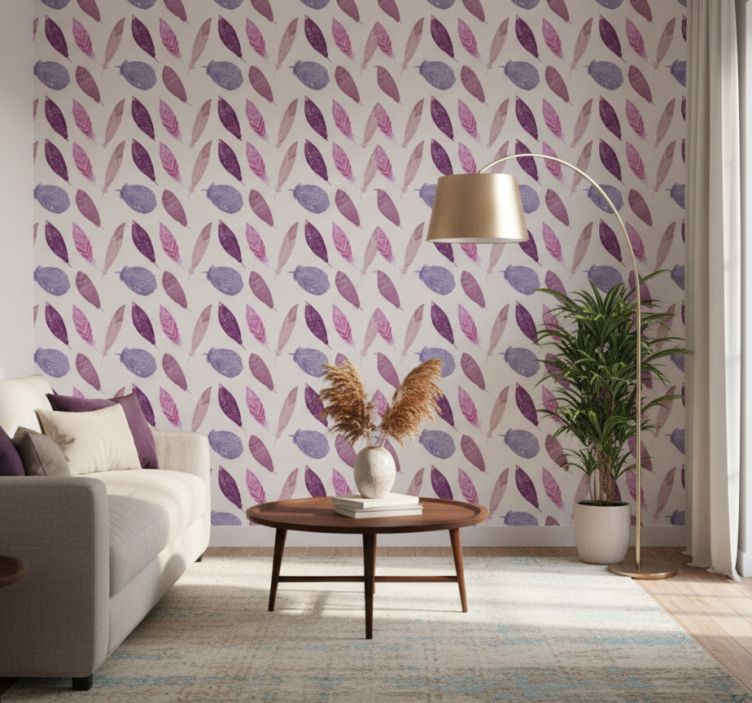 Papel de parede natureza com motivo de penas vibrantes - TenStickers