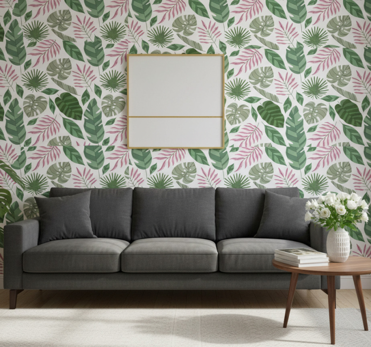 Papel de parede natureza com motivos de folhagens tropicais - TenStickers
