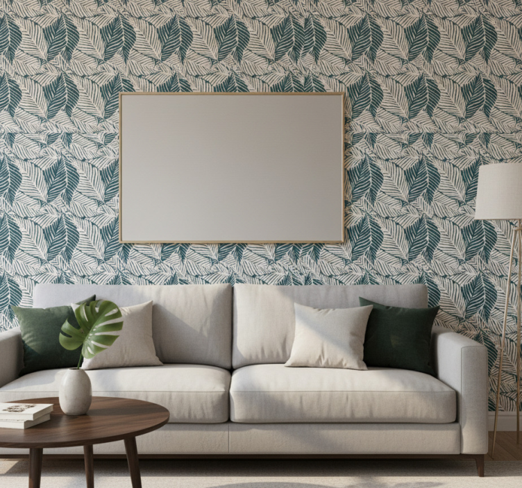 Papel de parede natureza com padrões de folhas exuberantes - TenStickers