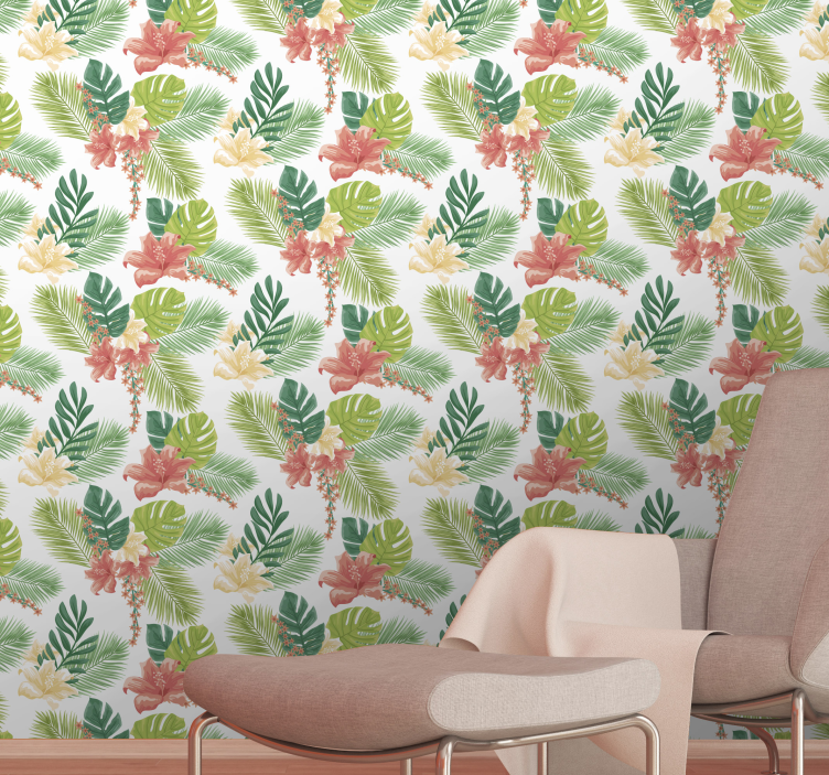 Papel de parede natureza flor de folhagem tropical - TenStickers