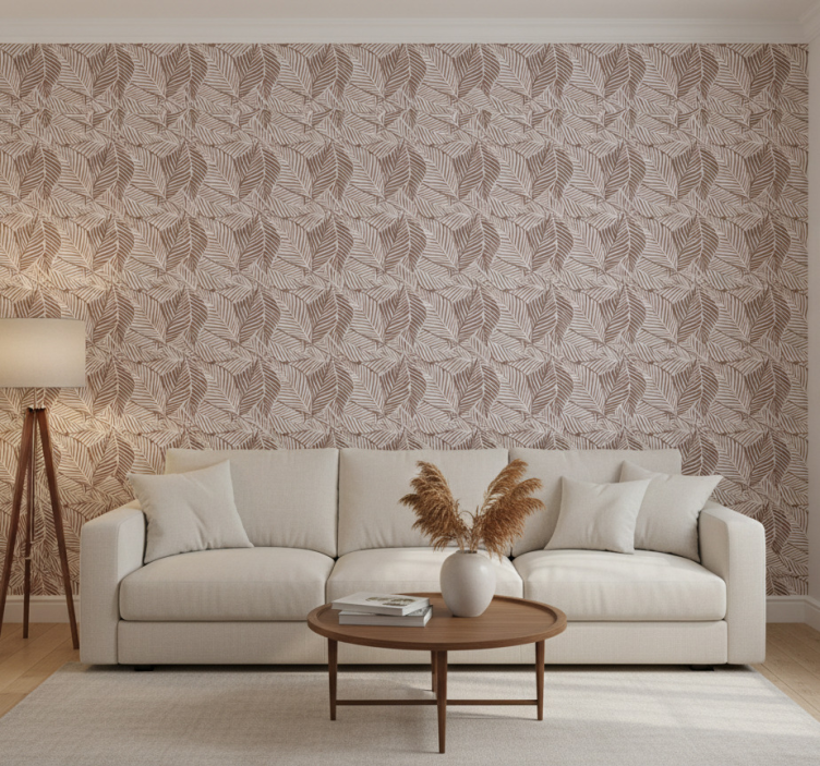 Papel de parede natureza folhas terracota - TenStickers