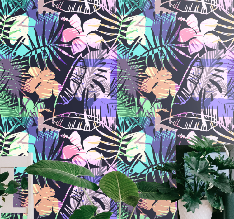 Papel de parede natureza harmonia floral tropical - TenStickers