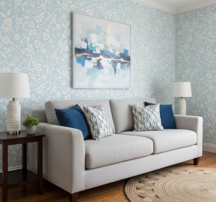 Papel de parede natureza ornamento flor azul - TenStickers