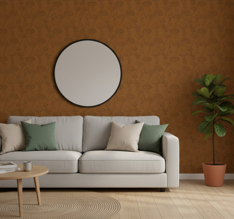 Papel de parede natureza padrão cogumelos - TenStickers