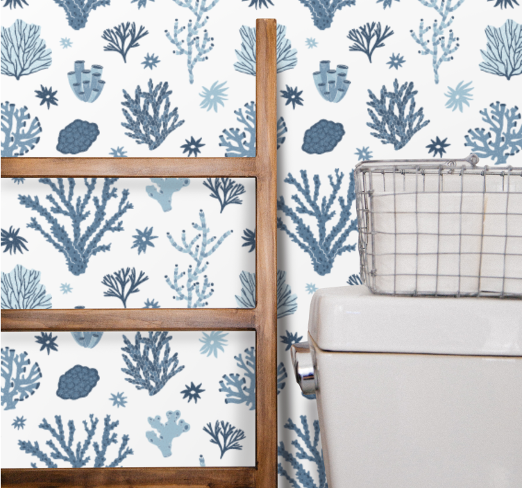 Papel de parede natureza padrões de flora oceânica - TenStickers