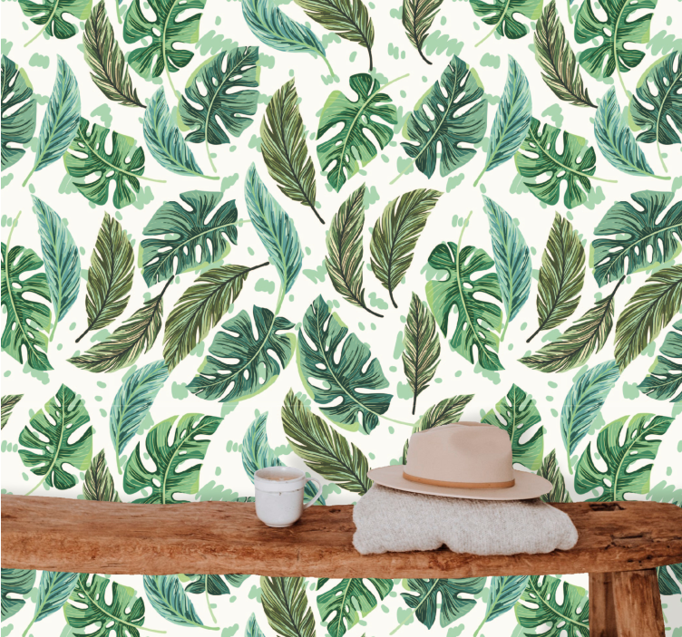 Papel de parede folhas vegetação tropical - TenStickers