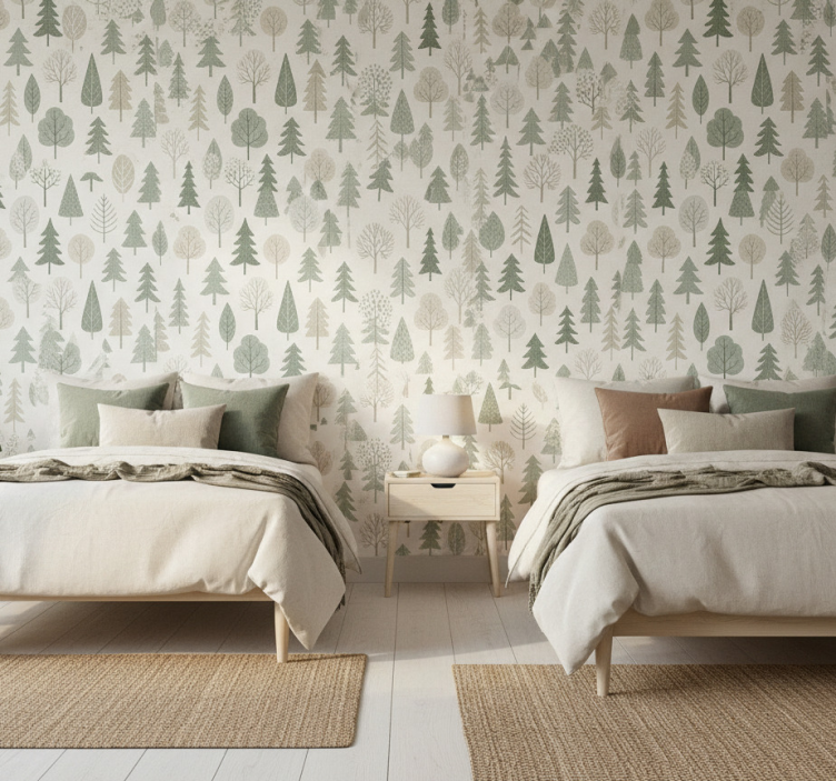 Papel de parede nórdicos floresta escandinava relaxante - TenStickers