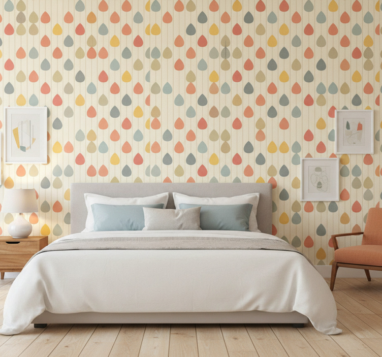 Papel de parede nórdicos gotas de chuva coloridas - TenStickers