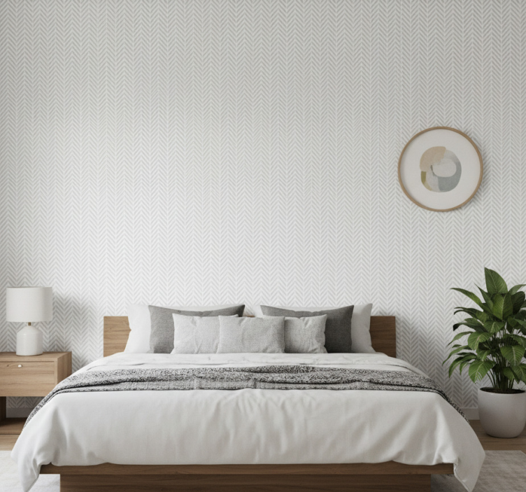 Papel de parede nórdicos linhas abstratas cinzas zig zag - TenStickers