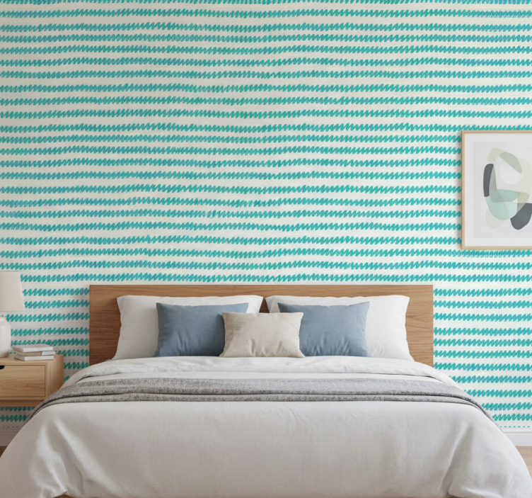 Papel de parede nórdicos zig zag aquamarine e branco - TenStickers
