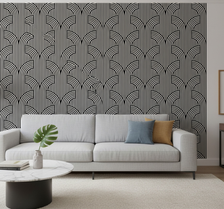 Papel de parede ornamental arcos preto e branco - TenStickers
