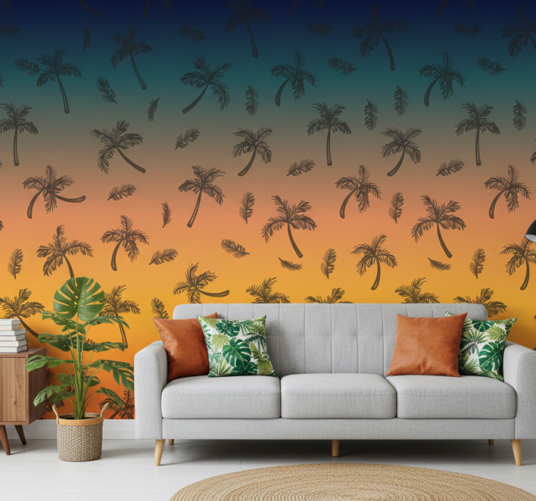 Papel de parede ornamental cena de palmeiras tropicais - TenStickers