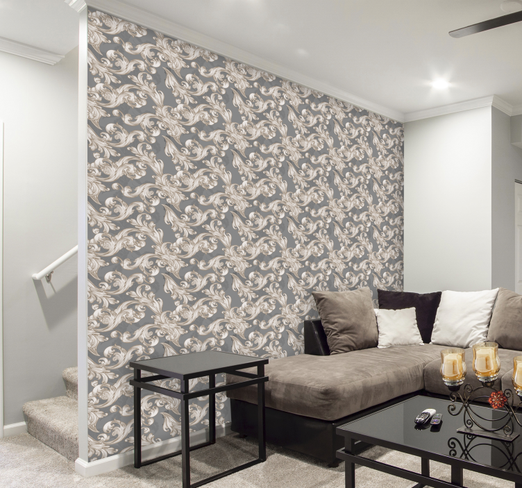 papel de parede ornamental Cinza Belo - TenStickers