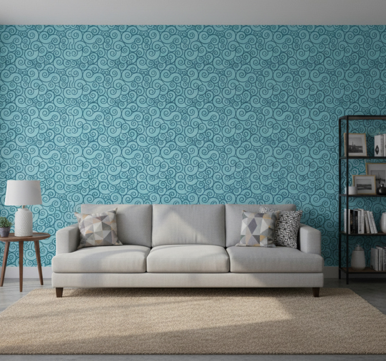 Papel de parede ornamental com padrão espiral - TenStickers