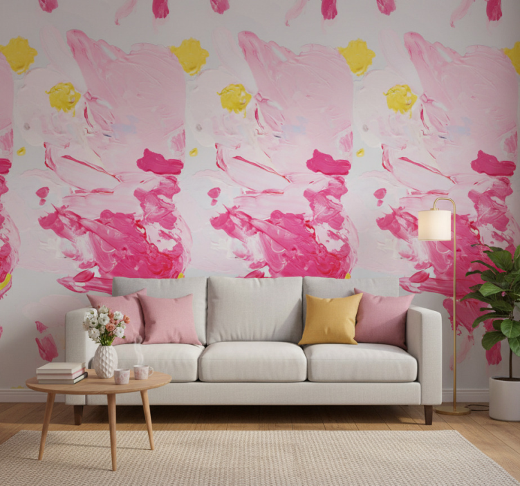 Papel de parede ornamental com pinceladas acrílicas coloridas - TenStickers