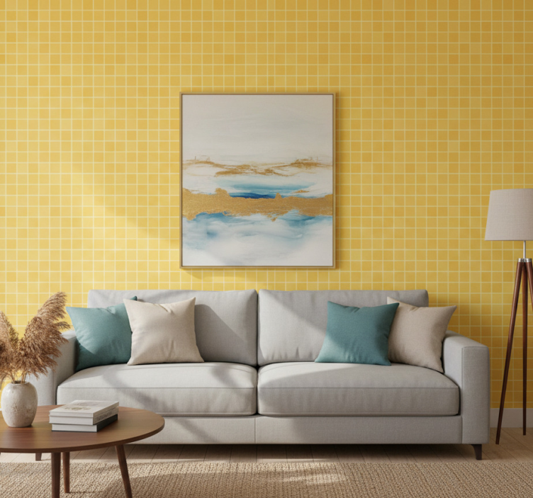 Papel de parede ornamental com sobreposição de mosaico - TenStickers