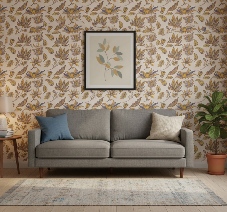 Papel de parede flores conjunto paisley - TenStickers