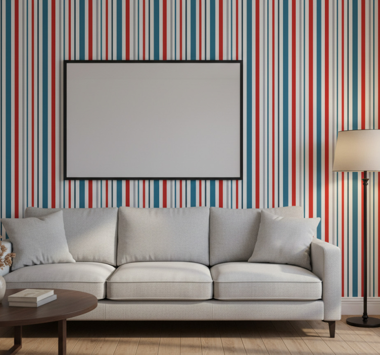 Papel de parede ornamental design listrado retro marinho - TenStickers