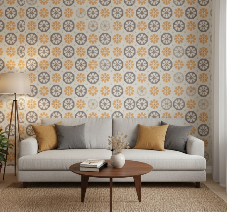 Papel de parede ornamental destaques de padrão floral - TenStickers