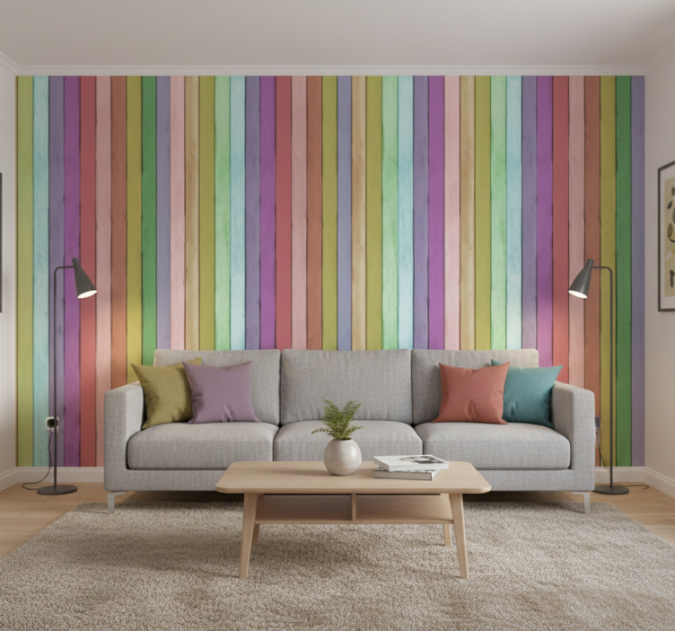 Papel de parede ornamental em tábuas de madeira clara - TenStickers