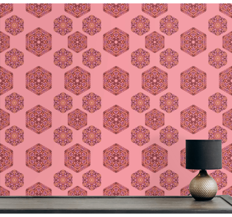 papel de parede ornamental hexágonos ornamentados - TenStickers