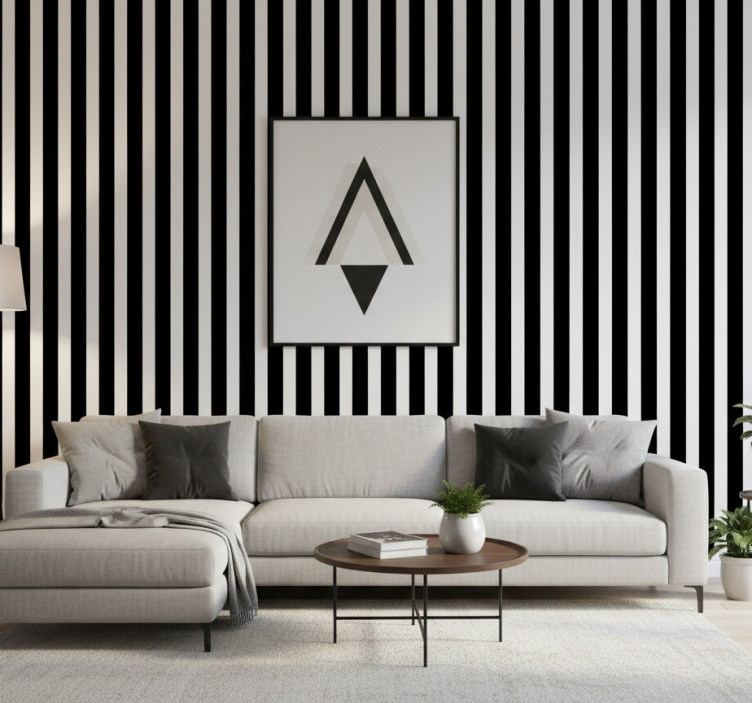 Papel de parede para sala linhas verticais monocolores - TenStickers