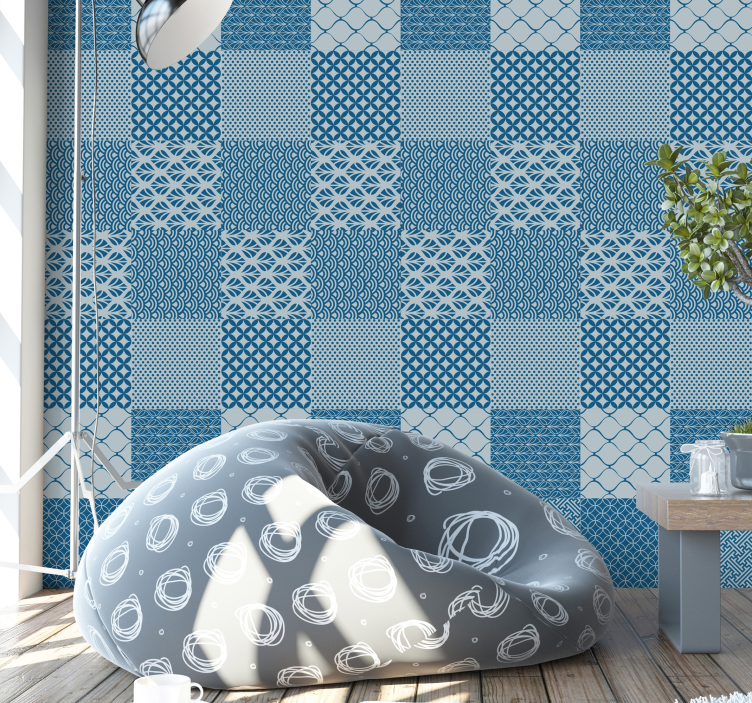 papel de parede ornamental Mosaico Azul - TenStickers