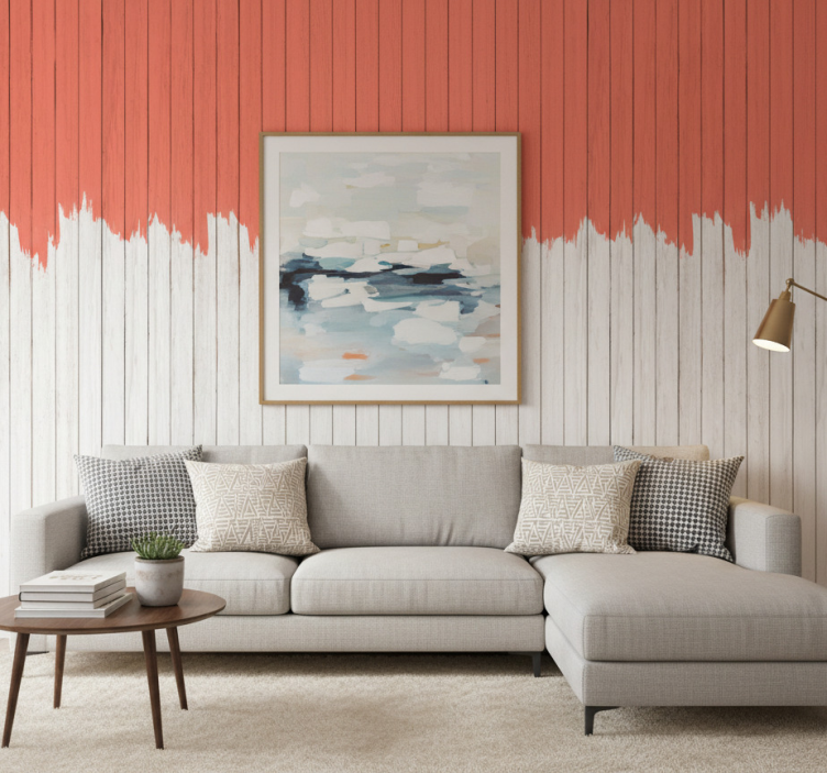 Papel de parede madeira padrão coral vivo - TenStickers