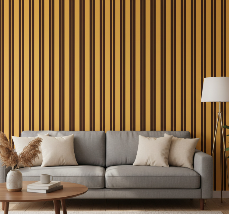 Papel de parede ornamental padrão listrado vintage - TenStickers