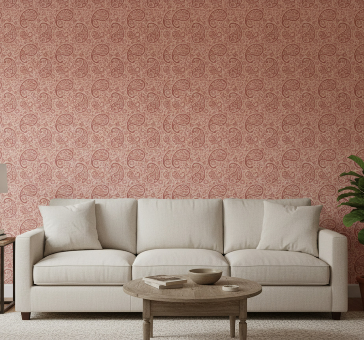Papel de parede para sala com padrão paisley elegante - TenStickers