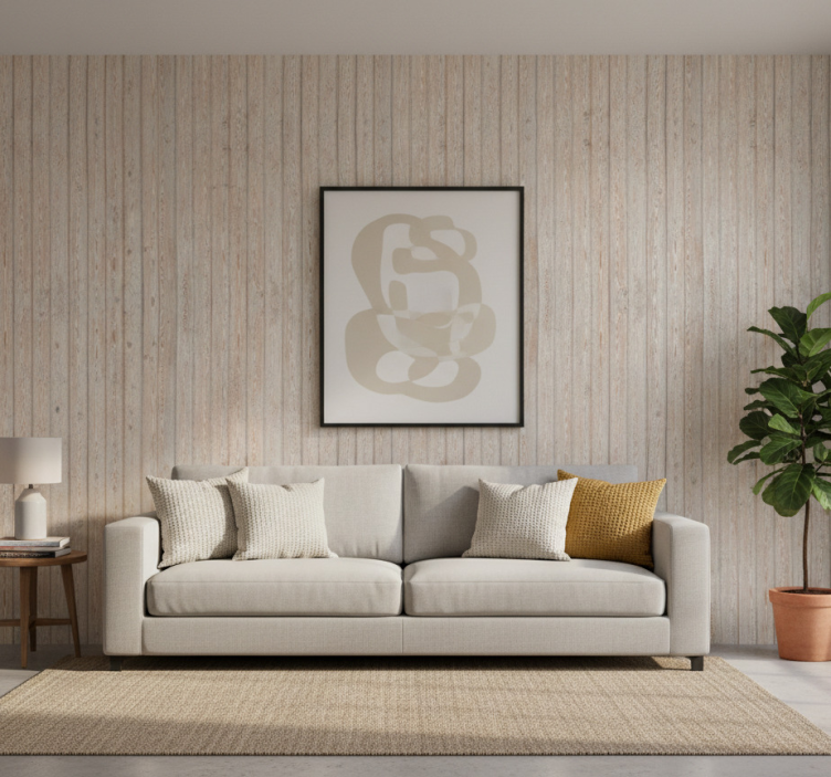 Papel de parede ornamental tábuas horizontais marrons claras - TenStickers