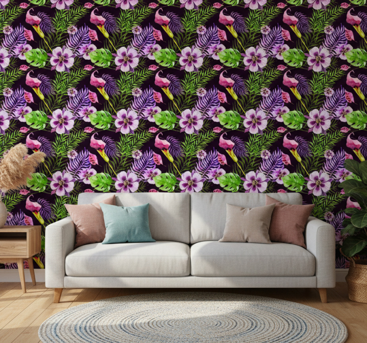 Papel de parede ornamental vinil ikea flora da selva - TenStickers