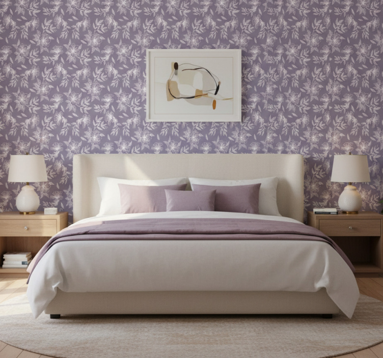 Papel de parede outras texturas floral lilás - TenStickers