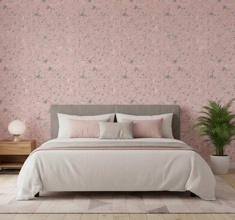 Papel de parede outras texturas rosa e cinza terrazzo - TenStickers
