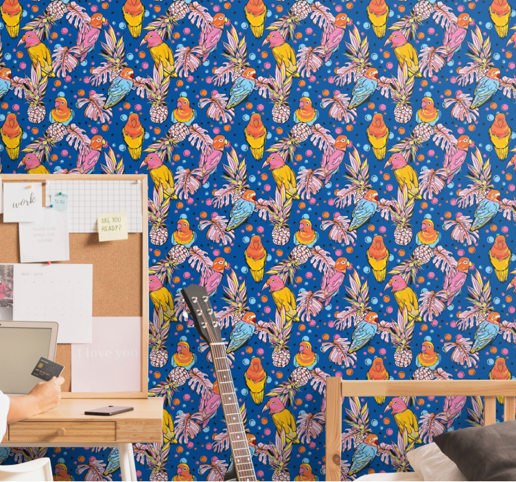 Papel de parede papagaio oásis de papagaio tropical - TenStickers