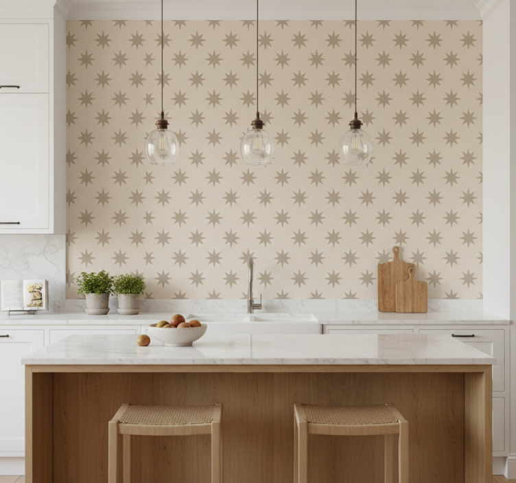 Papel de parede para cozinha beigemotif estrelado - TenStickers